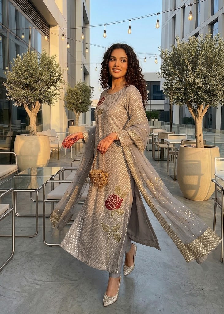 Shimmering Velvet Rose Chiffon