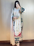Cream Embroidered Dull Raw Silk Kaftan – 3 Piece
