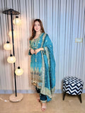 Seagreen Multi Embroidered Bamber Chiffon 3-Piece
