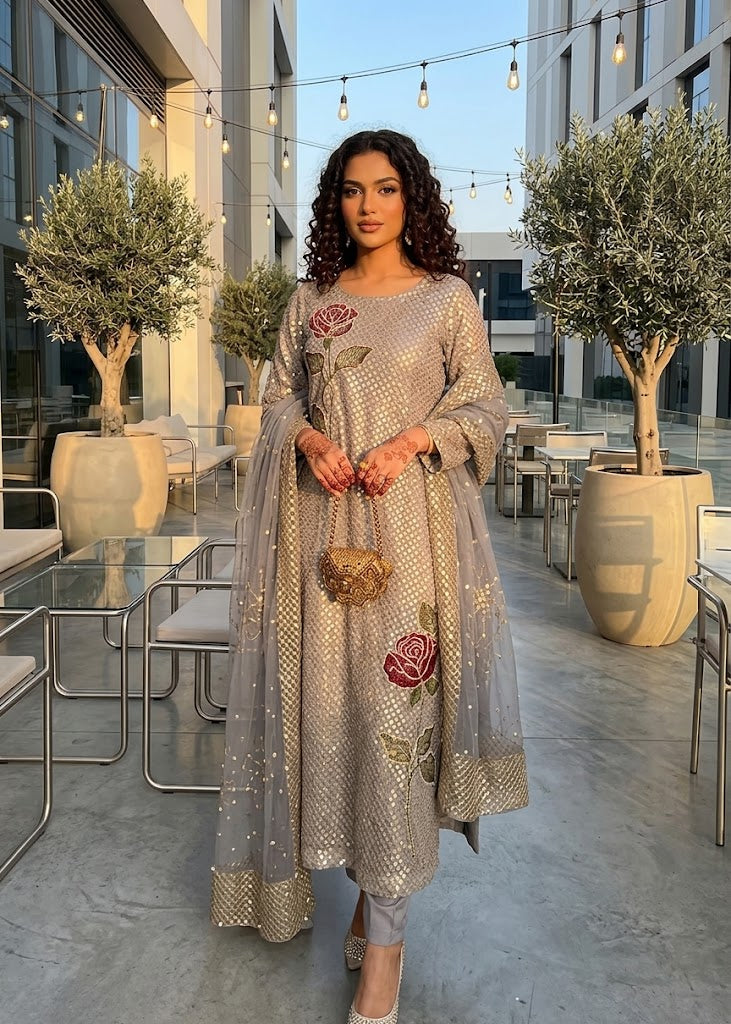 Shimmering Velvet Rose Chiffon