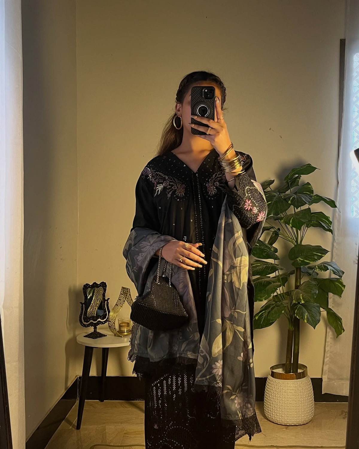 Black Seqwence Embroidered 3 Piece
