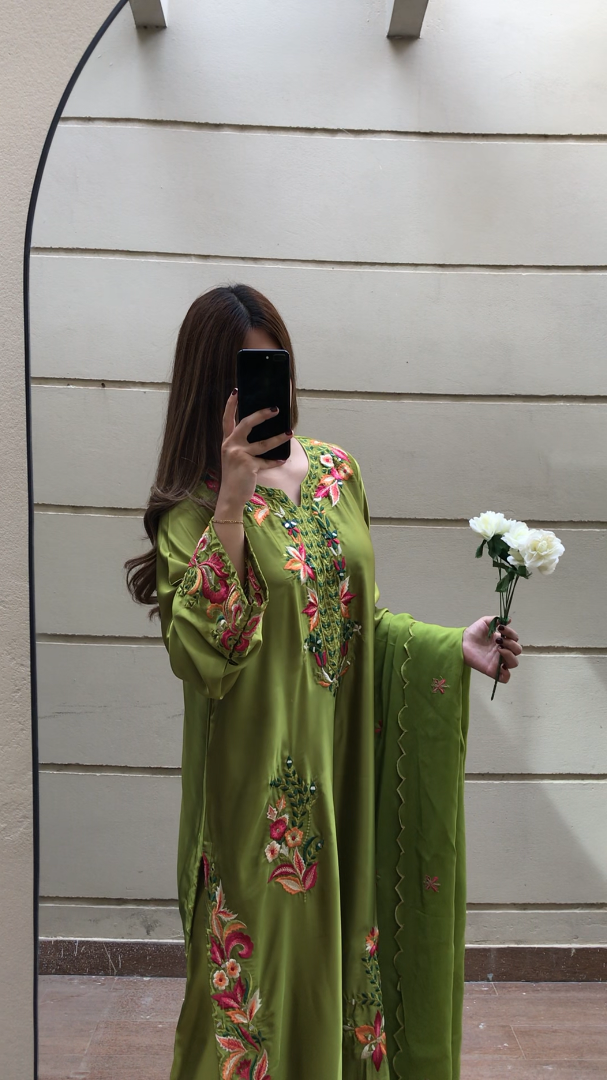 Olive Luxe Miror Embroidered