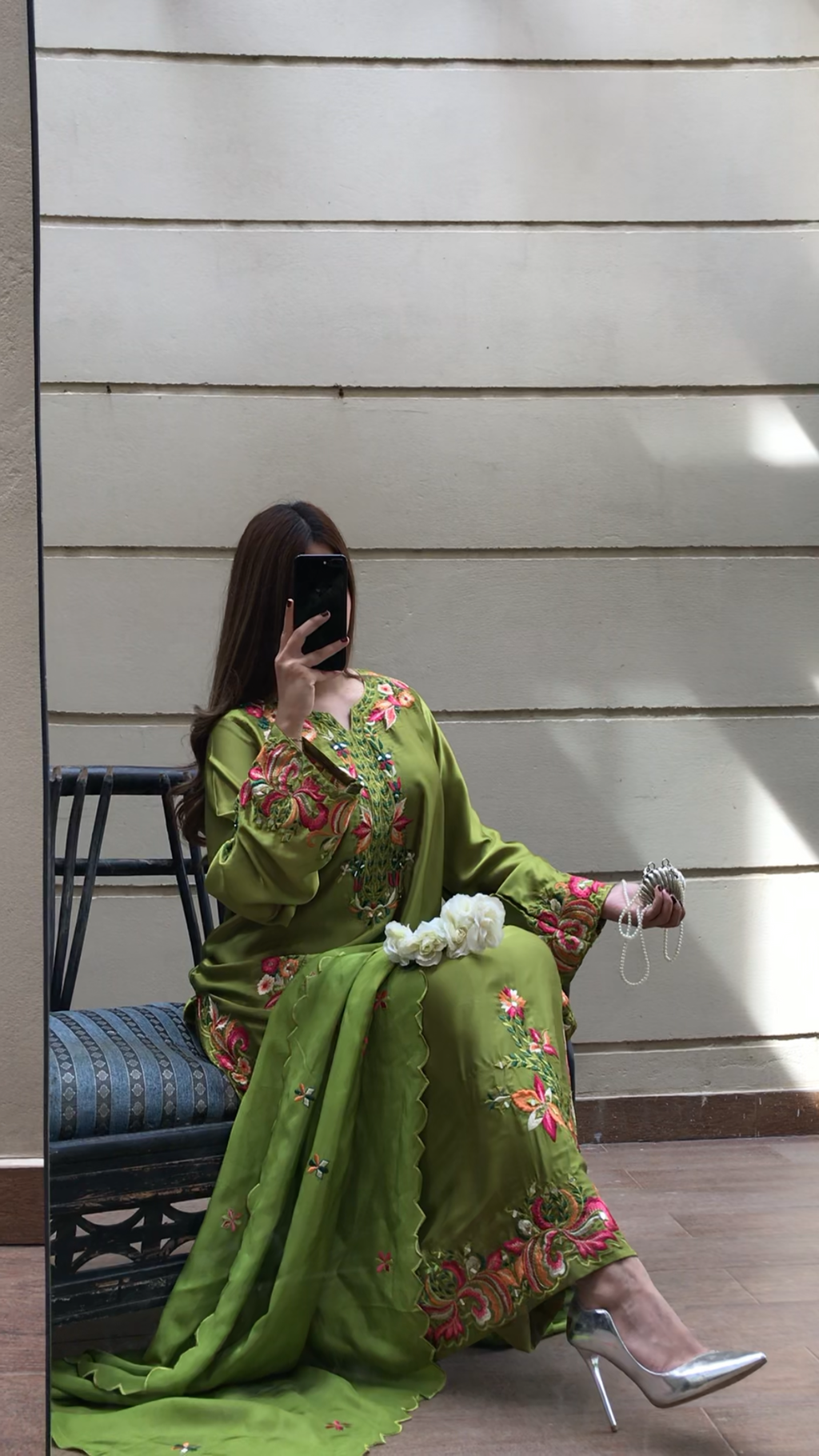 Olive Luxe Miror Embroidered