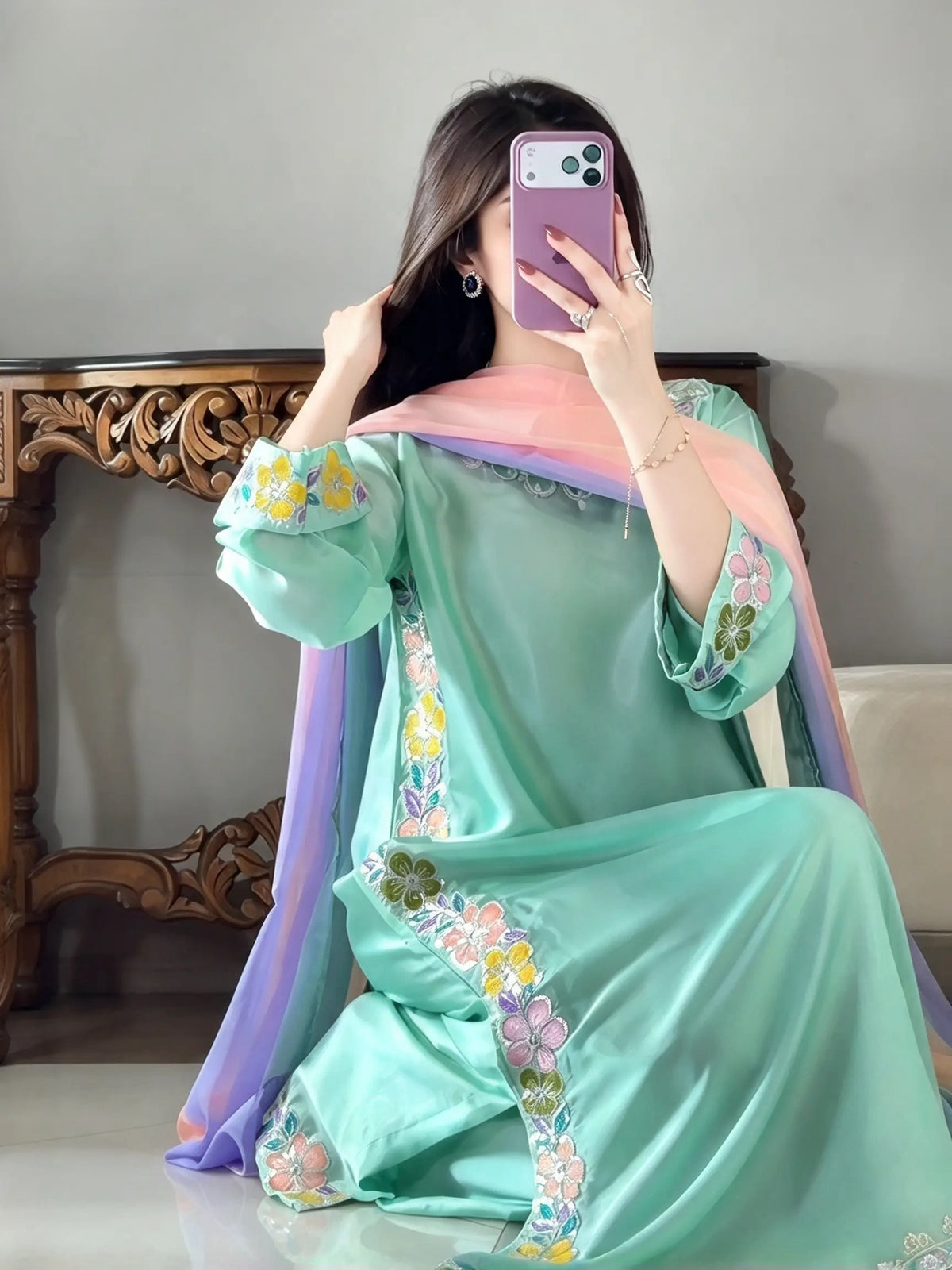 Emerald Pastel Kaftan