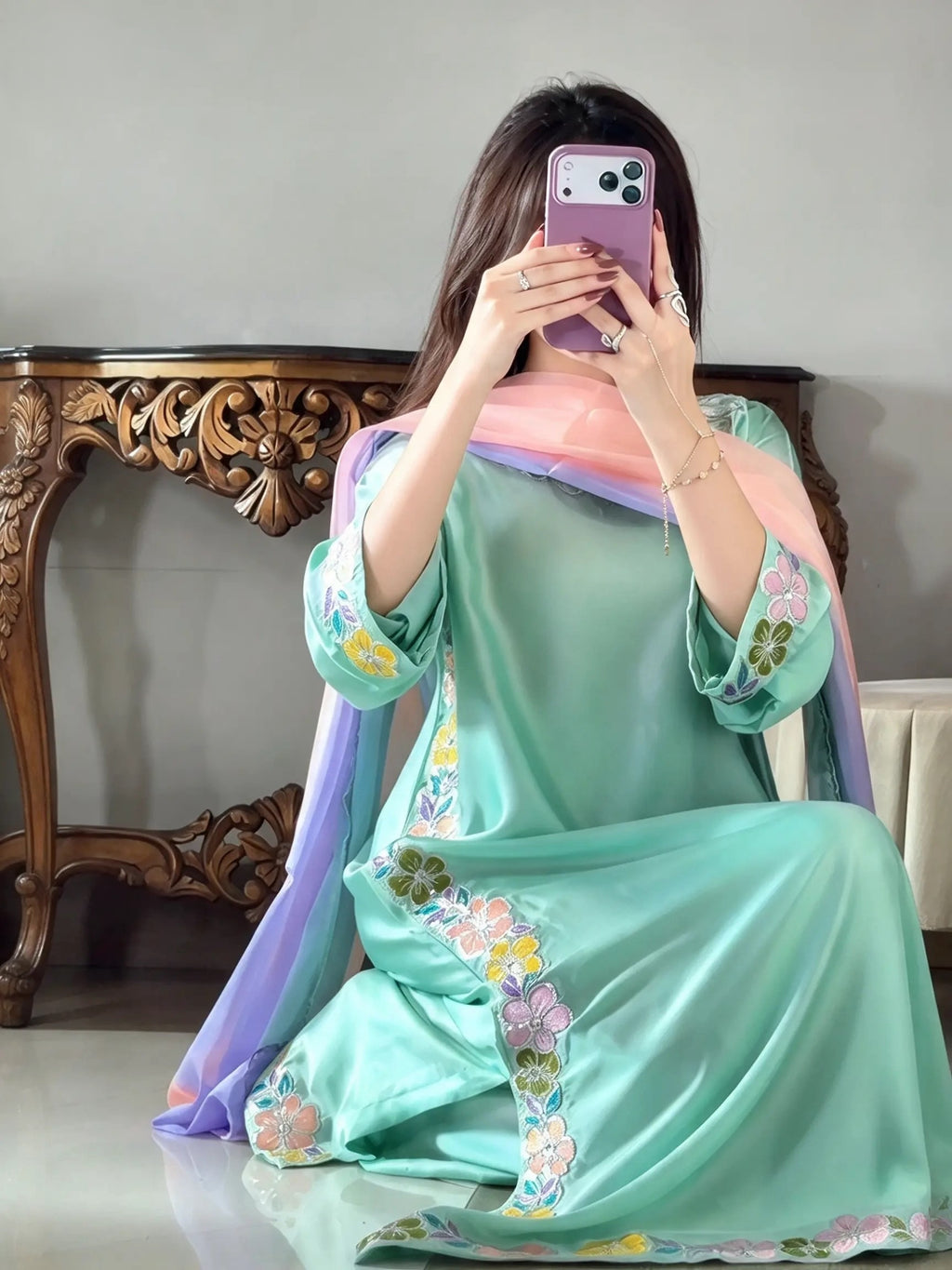 Emerald Pastel Kaftan
