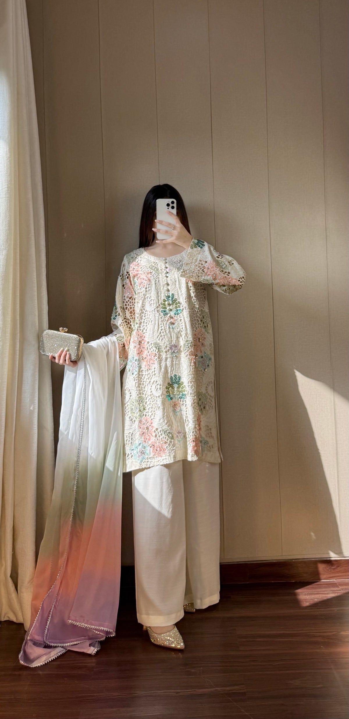 Rainbow Mist Raw Silk