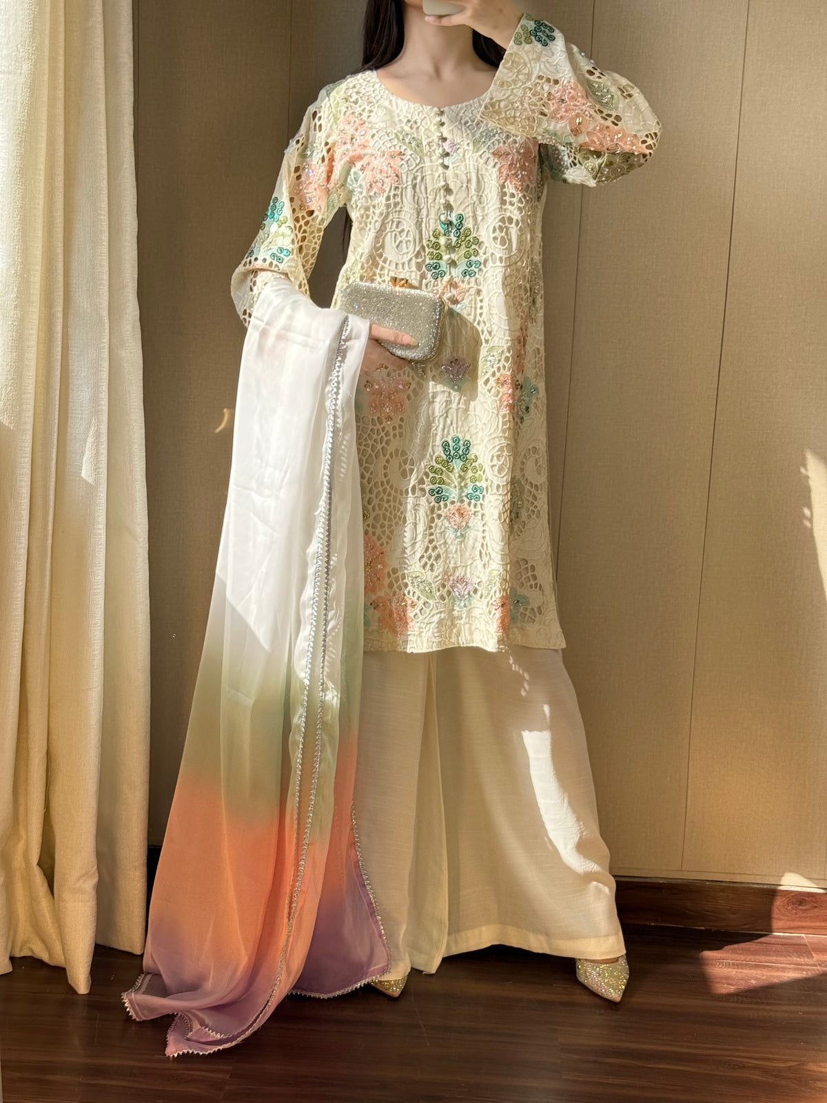 Rainbow Mist Raw Silk