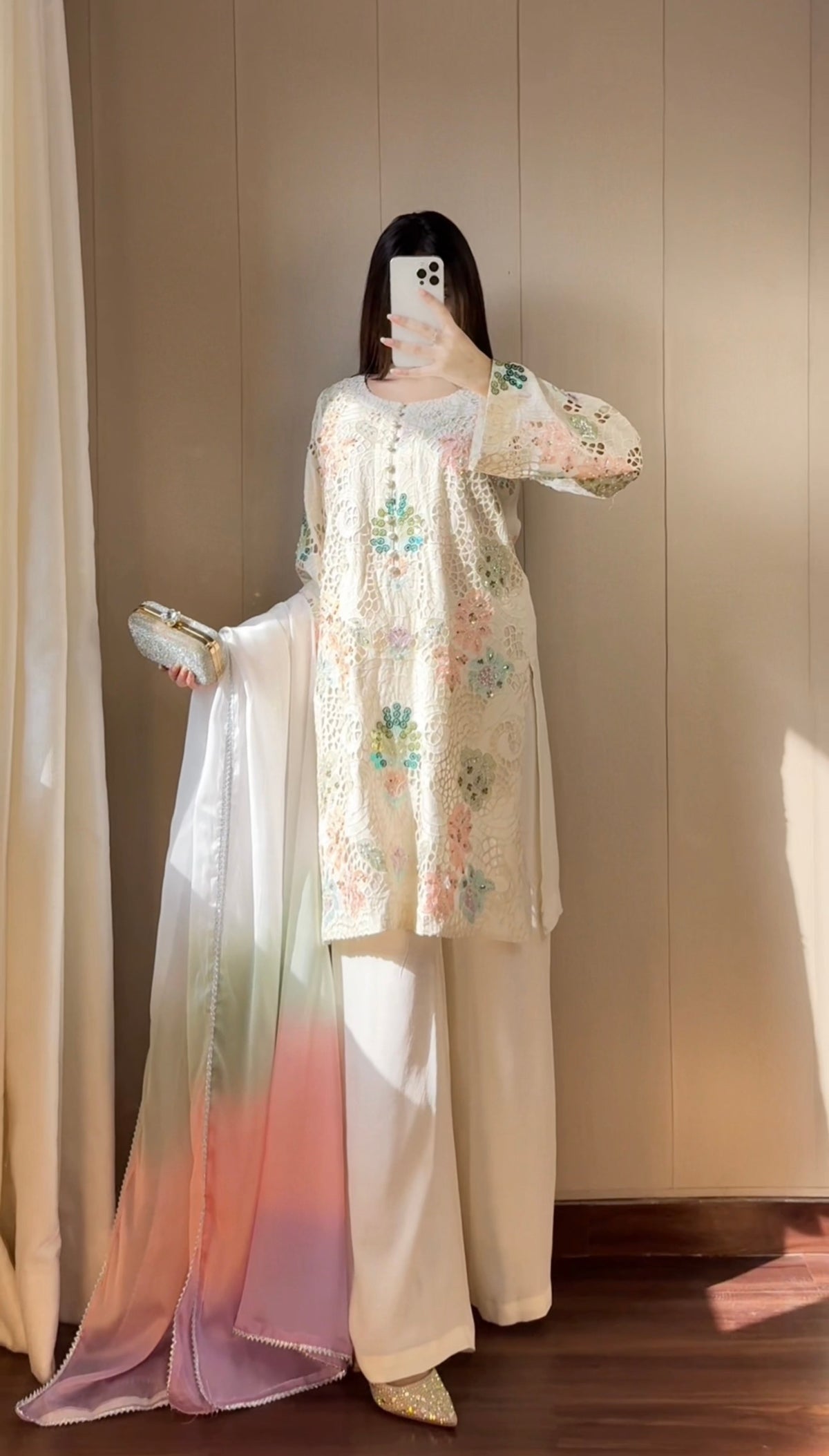 Rainbow Mist Raw Silk