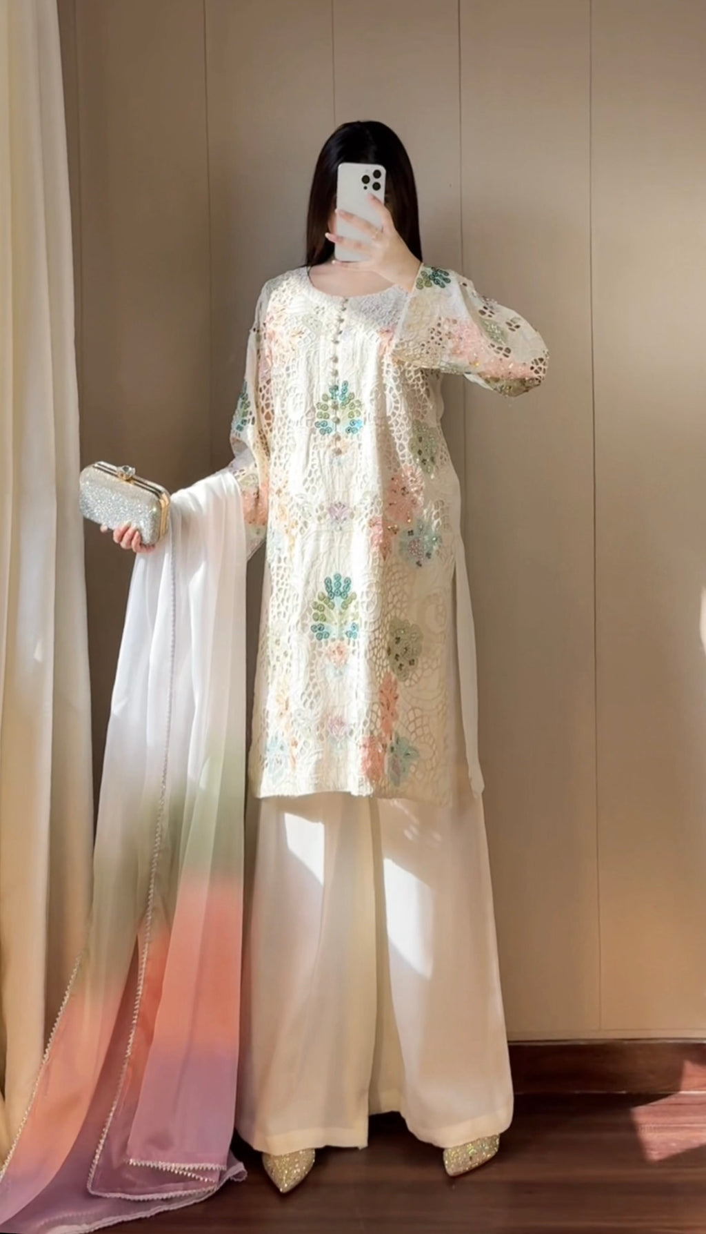 Rainbow Mist Raw Silk