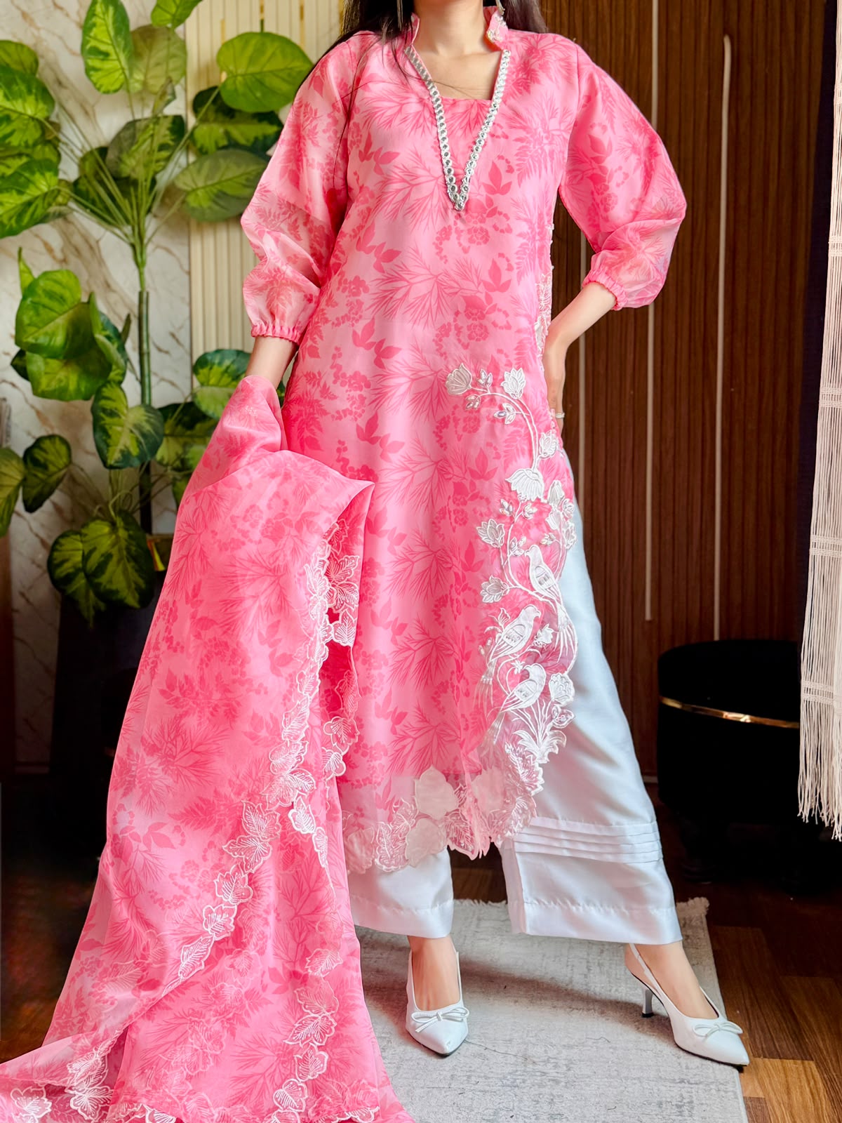Mahira Khan X Rosé Bloom X – Organza Embroidered 3-Piece Suit